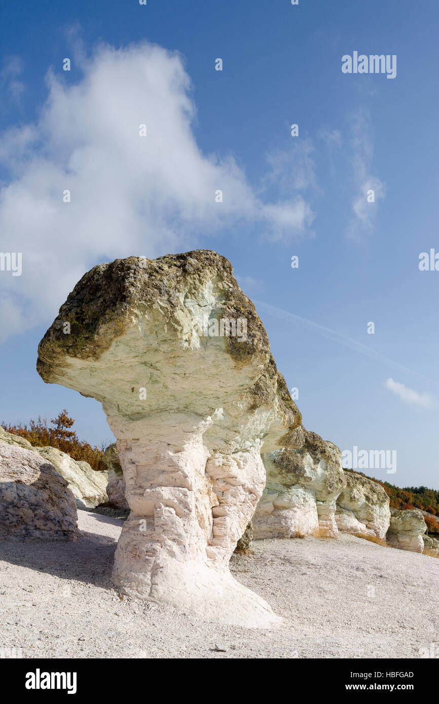 Rock formation Kamennite ou champignons en pierre 'gabi' repère dans la montagne des Rhodopes, Bulgarie Banque D'Images