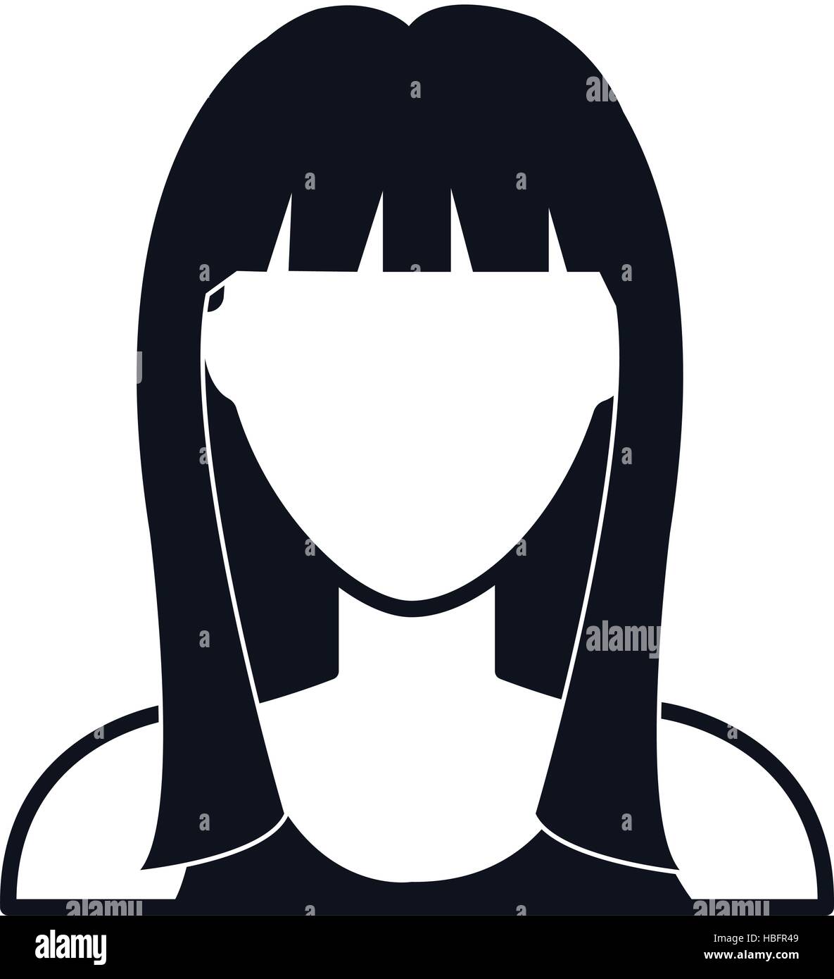 Profil de jeune femme en noir et blanc couleurs avatar, vector ...