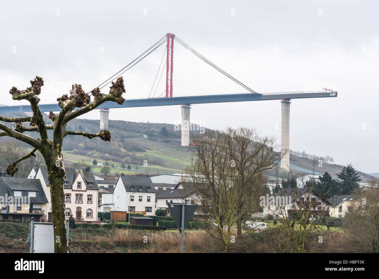 Site de construction de pont, pont haute Moselle Banque D'Images