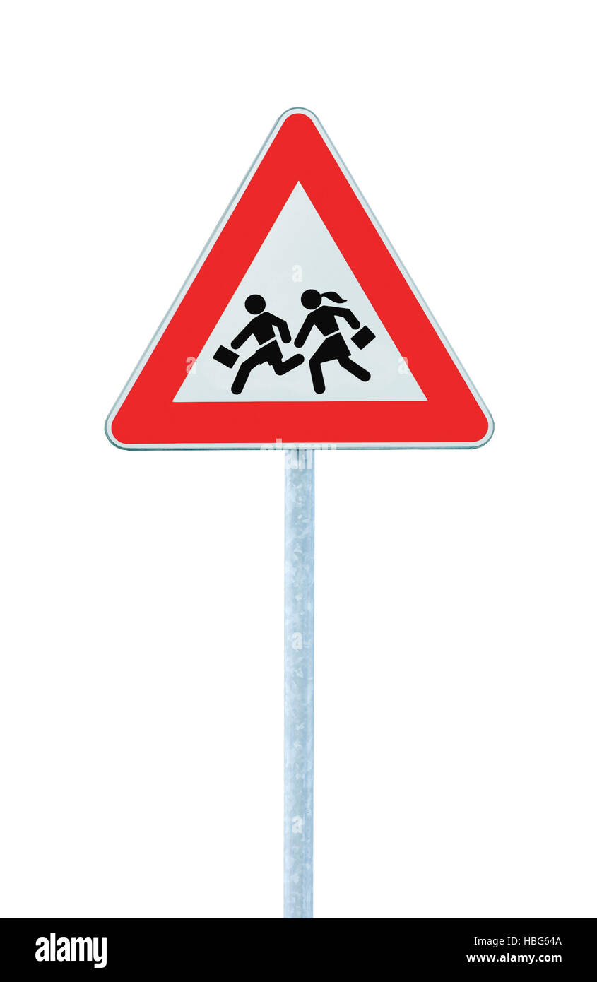 L'École européenne d'avertissement de franchissement de la route Road Sign, Gros plan isolé Banque D'Images