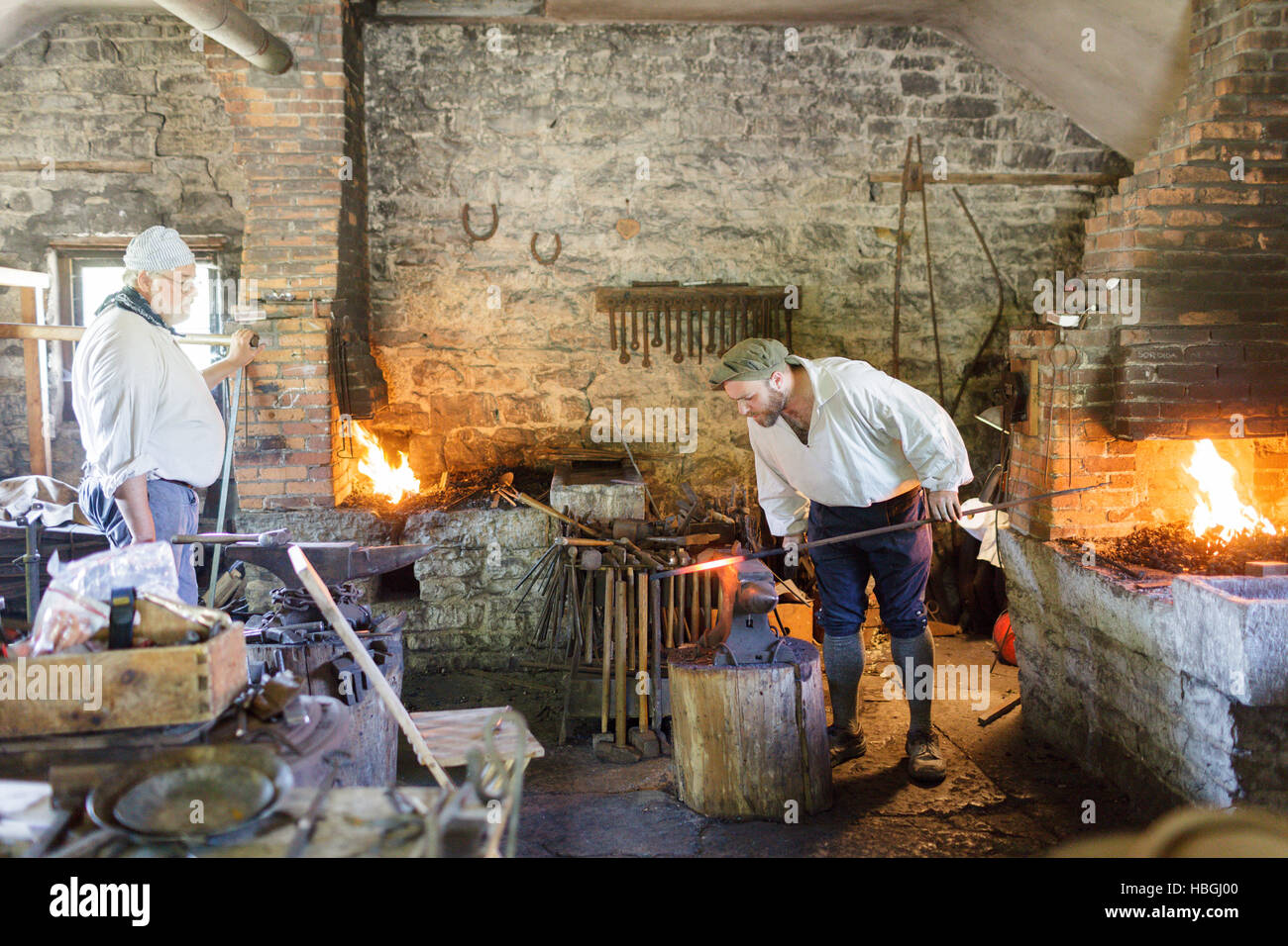 Blacksmith forge, Fort Klock, restauration Saint-johnsville, New York. Banque D'Images