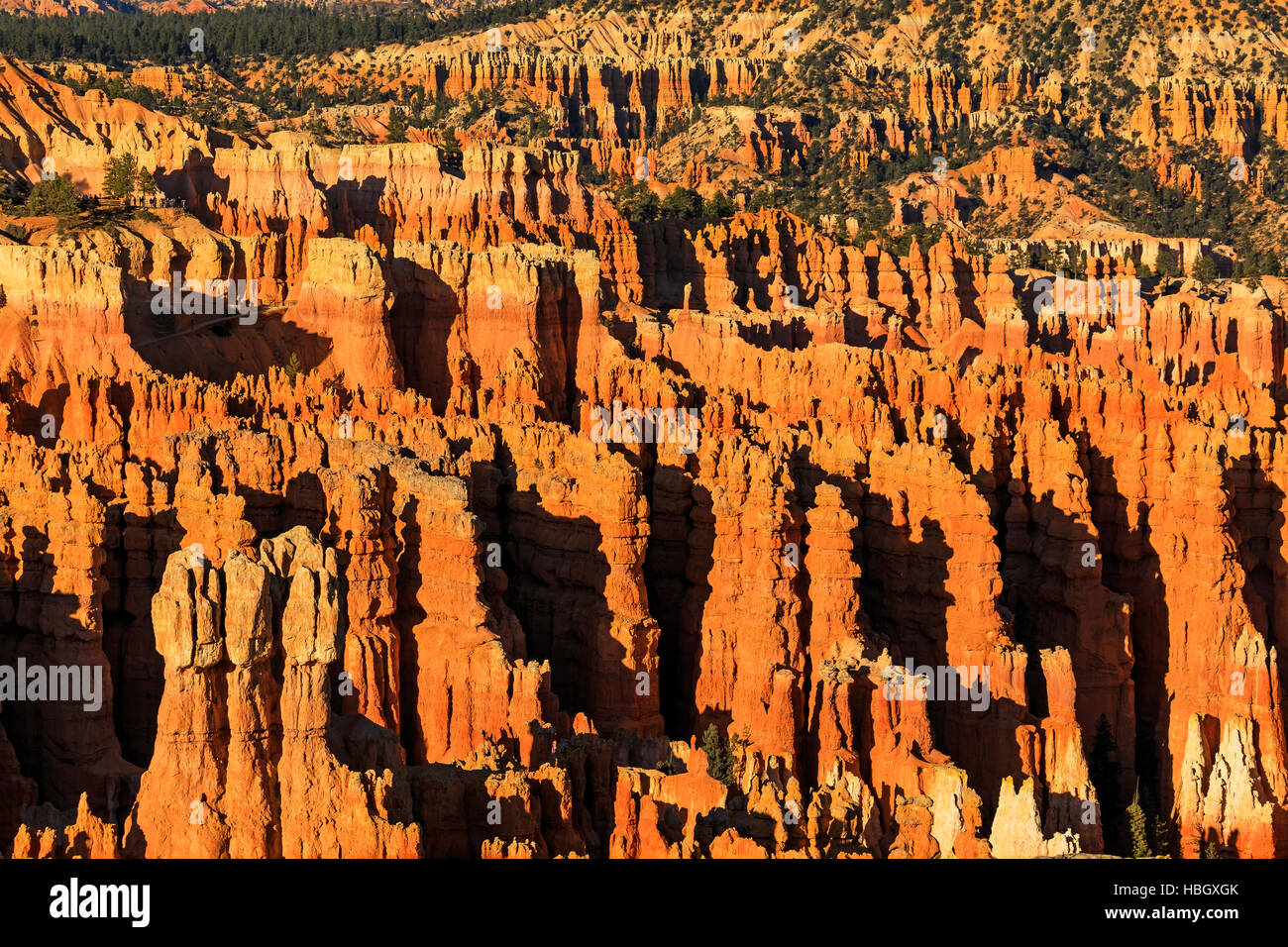 C'est une vue rapprochée de l'Amphithéâtre de Bryce vus de Inspiration Point à Bryce Canyon National Park, Utah, USA. Banque D'Images