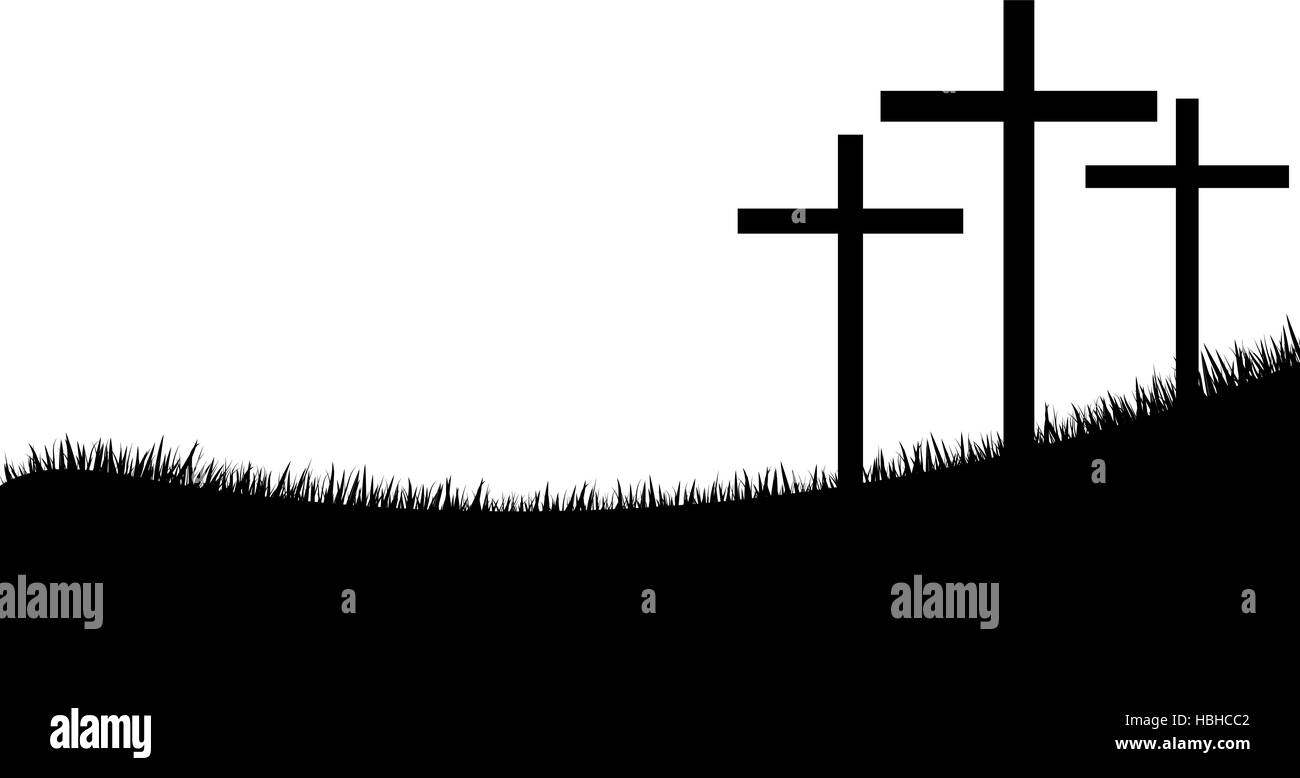 Calvaire. Seule simple icône sur fond blanc. Vector illustration. Trois croix sur un fond blanc Illustration de Vecteur