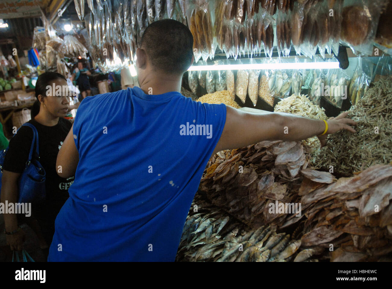 Marché aux poissons, la ville d'Iloilo, Philippines. Banque D'Images