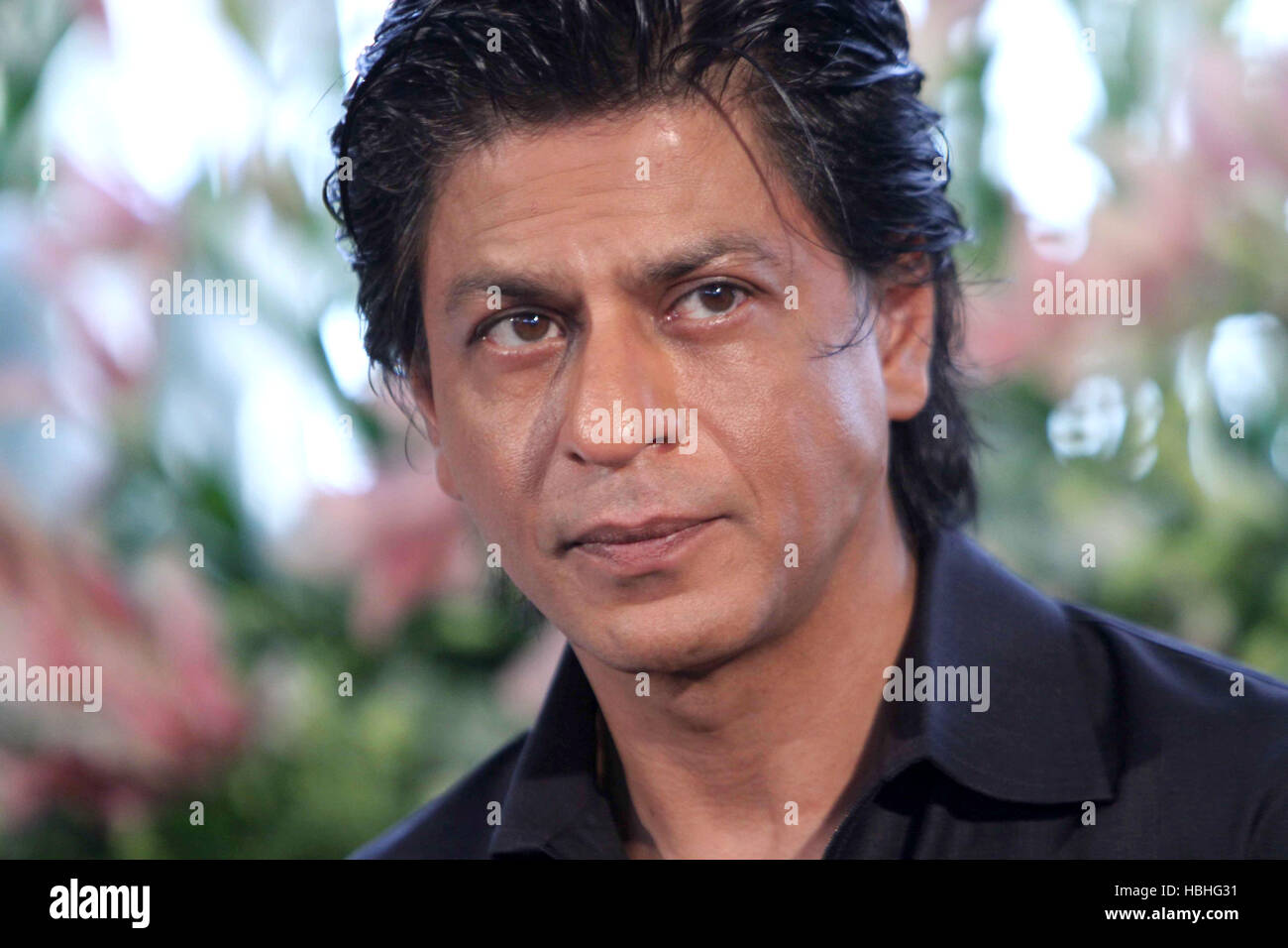 Shah Rukh Khan portrait, acteur indien de Bollywood proche du visage, Manrat, Bandra, Mumbai, Inde Banque D'Images