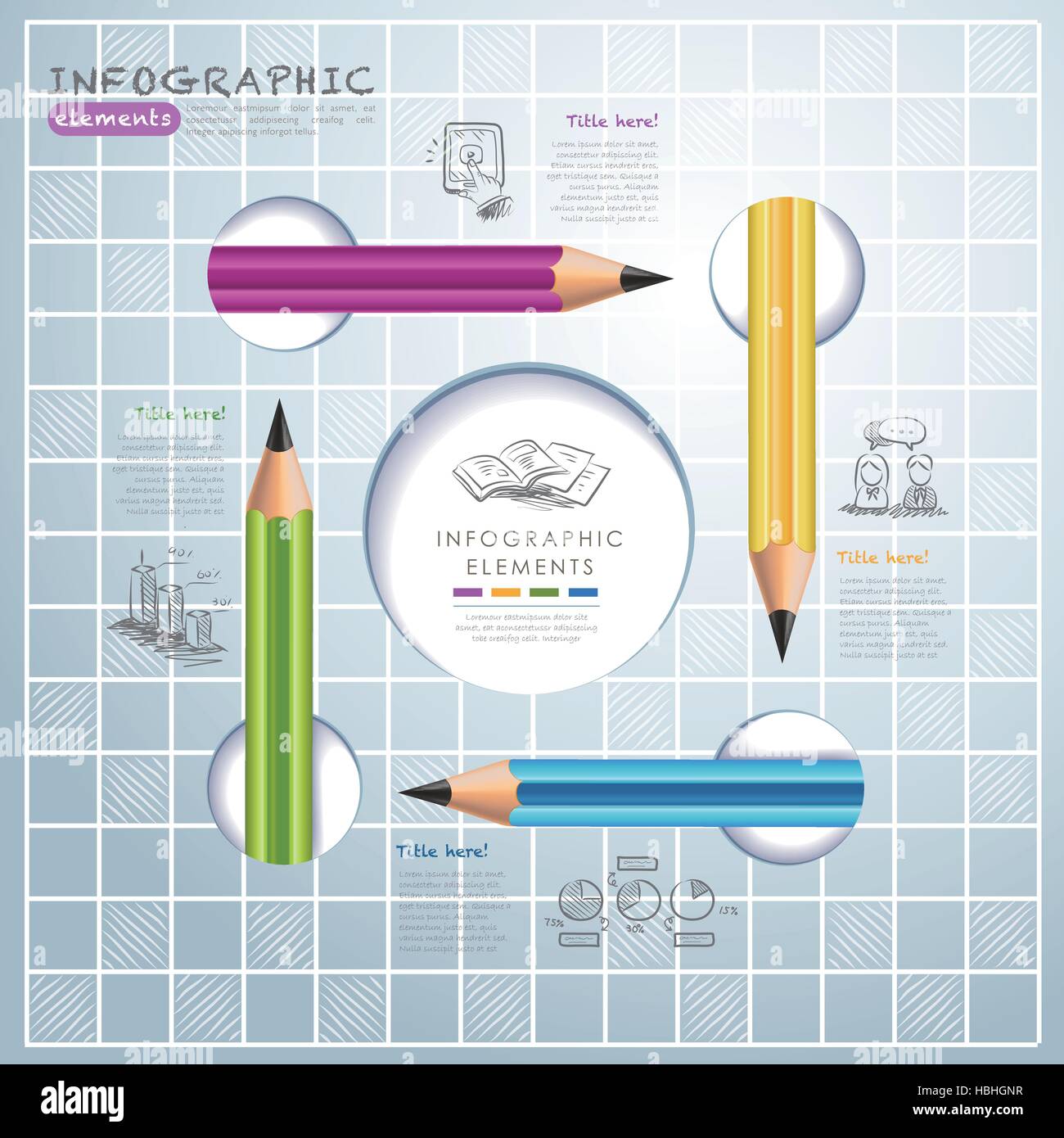 Modèle d'infographies créatives avec crayon, casse-tête et de l'éducation  d'icônes. abstract design infographique. style minimal ou graphique mise en  page de site web vecteur Image Vectorielle Stock - Alamy