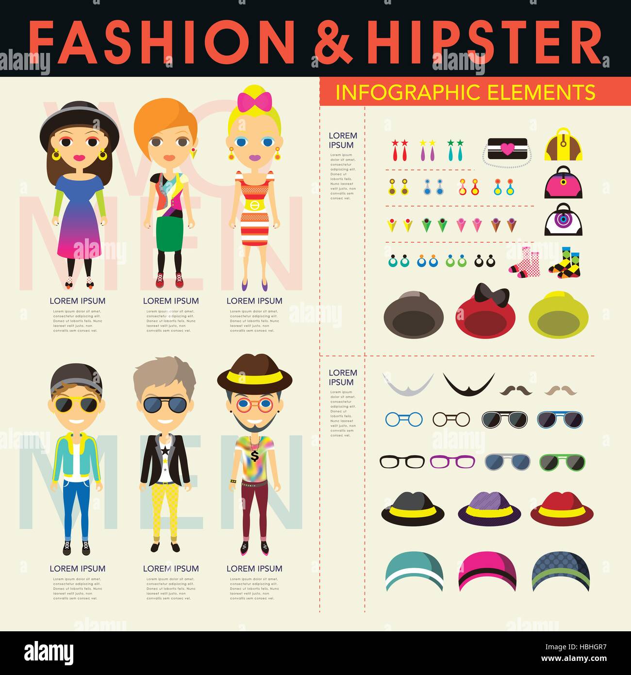 Élégant et vecteur de personnes éléments infographique hipster Illustration de Vecteur