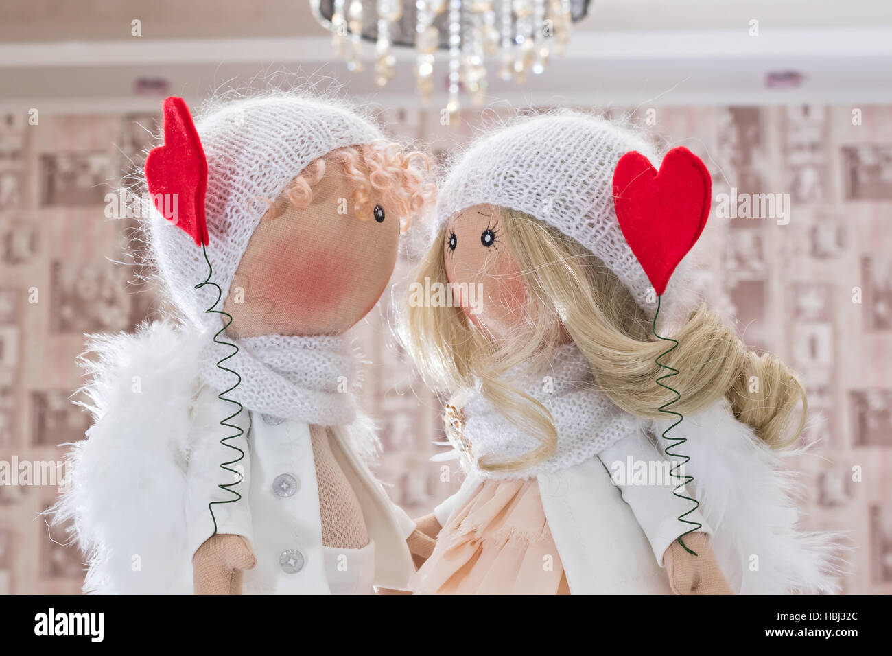 Poupée Textile handmade - un couple d'anges Banque D'Images