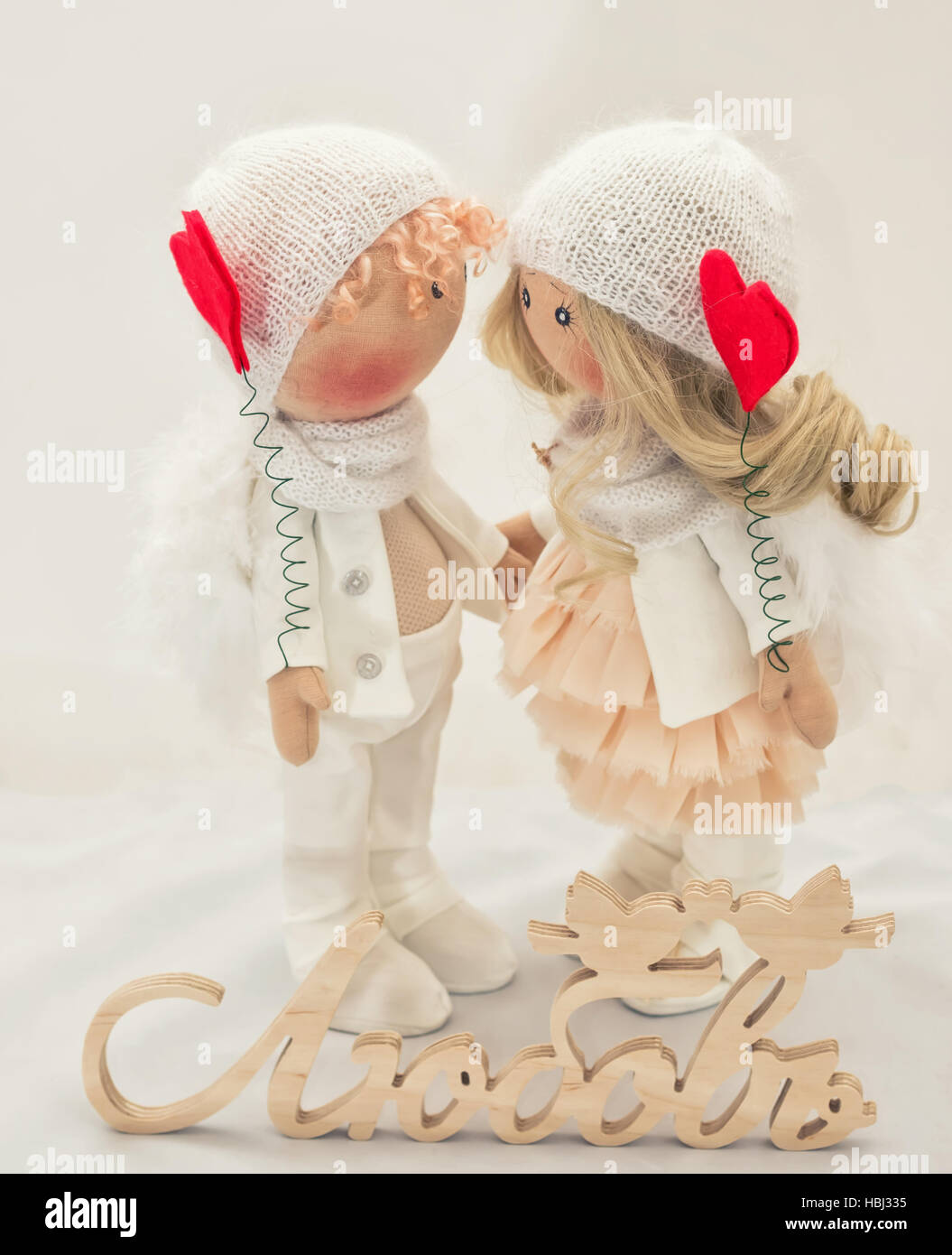 Poupée Textile handmade - un couple d'anges Banque D'Images