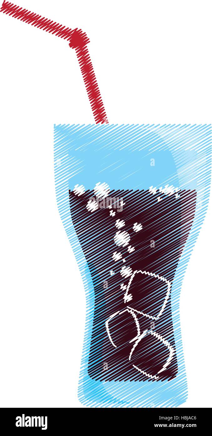 Coupe verre froid glace soda straw vector illustration eps 10 Illustration de Vecteur