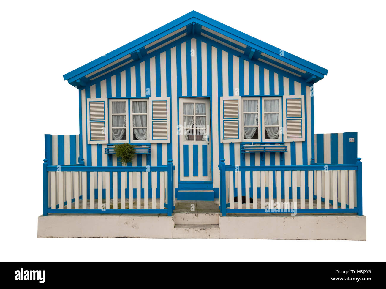 Maison de couleur bleu et blanc Banque D'Images