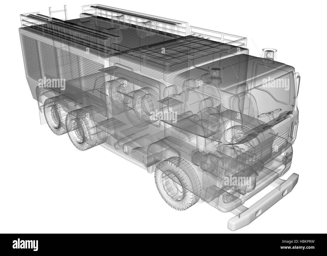 Isoladed transparent fire truck Banque D'Images