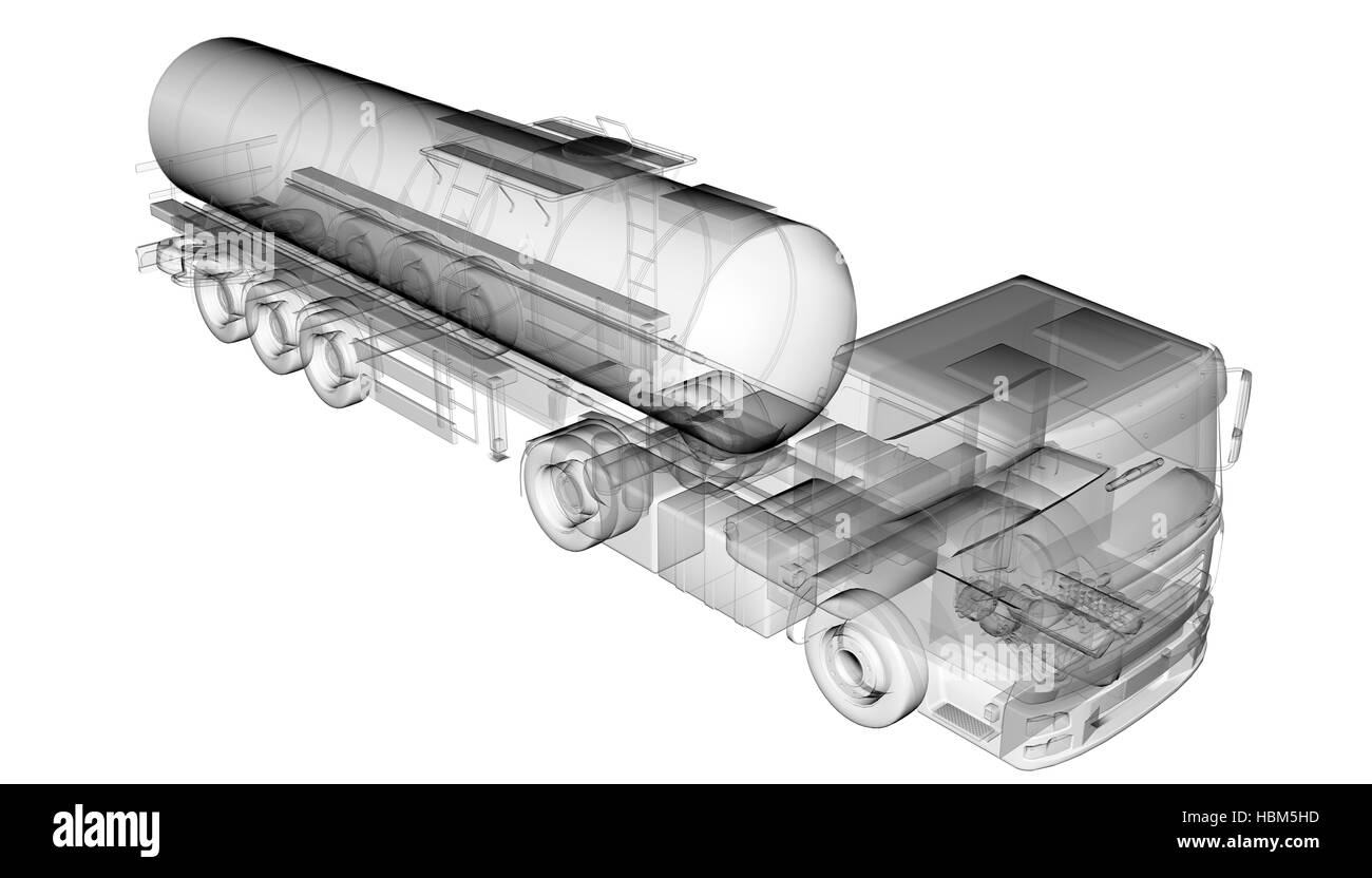 Camion-citerne transparente isolés Banque D'Images