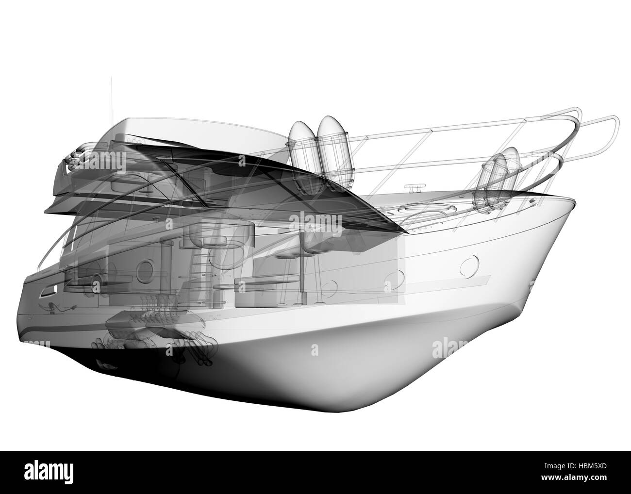 Yacht de luxe transparent isolé Banque D'Images