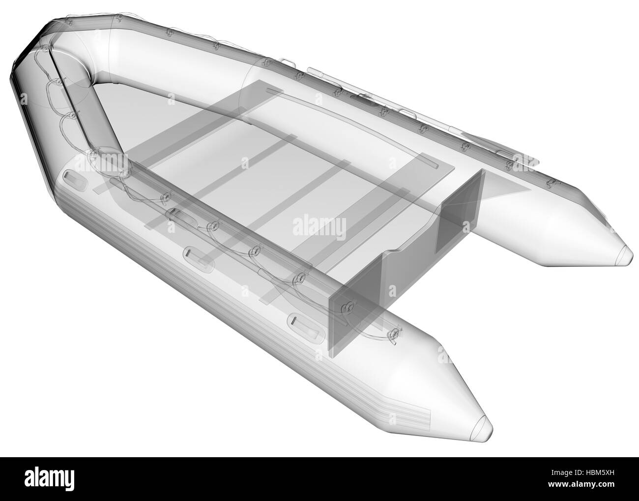 Bateau isolé en caoutchouc transparent Banque D'Images