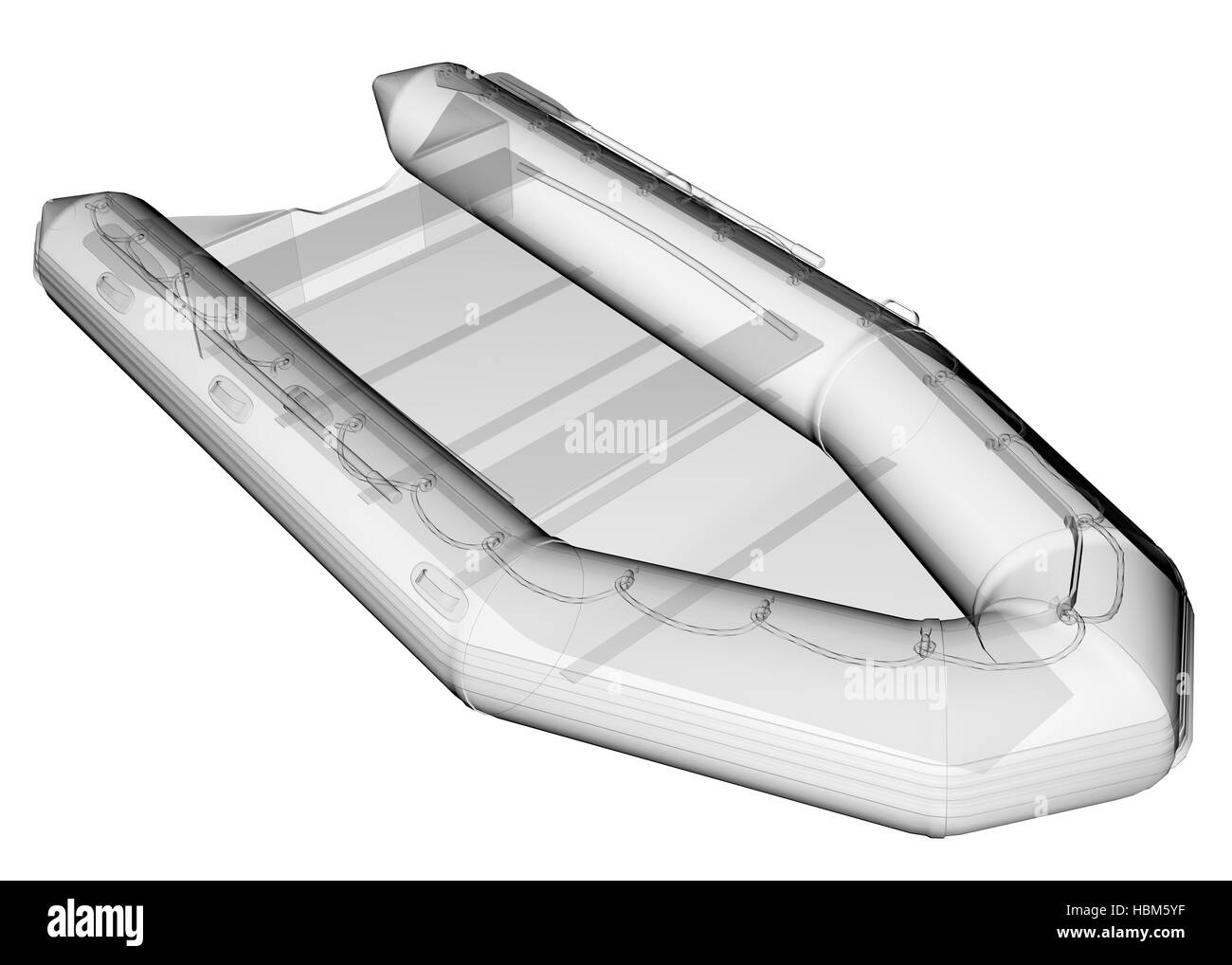 Bateau isolé en caoutchouc transparent Banque D'Images