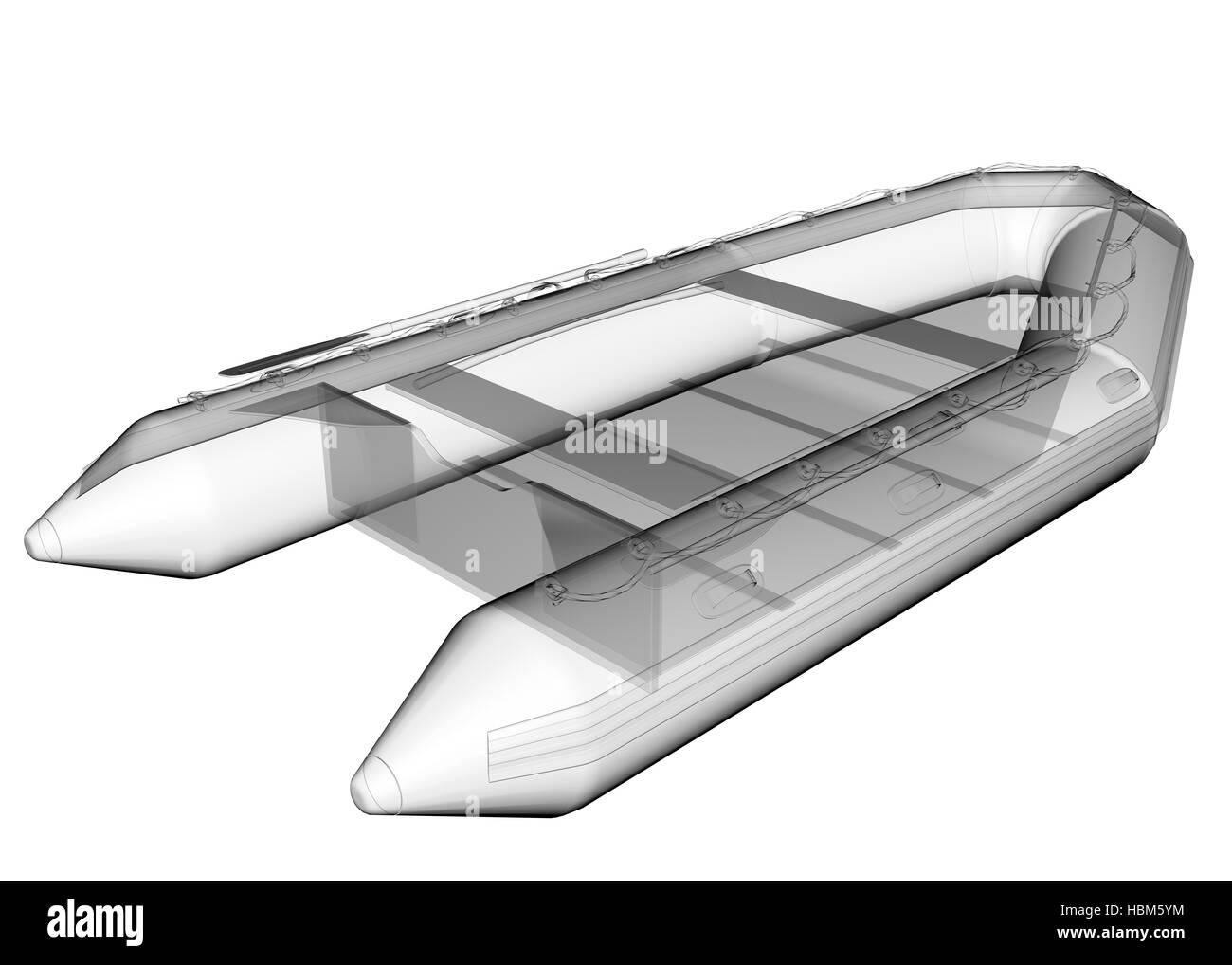 Bateau isolé en caoutchouc transparent Banque D'Images