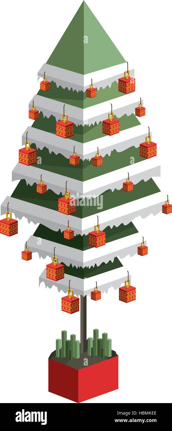 Arbre de Noël vert décoré avec pixel design vector illustration Illustration de Vecteur