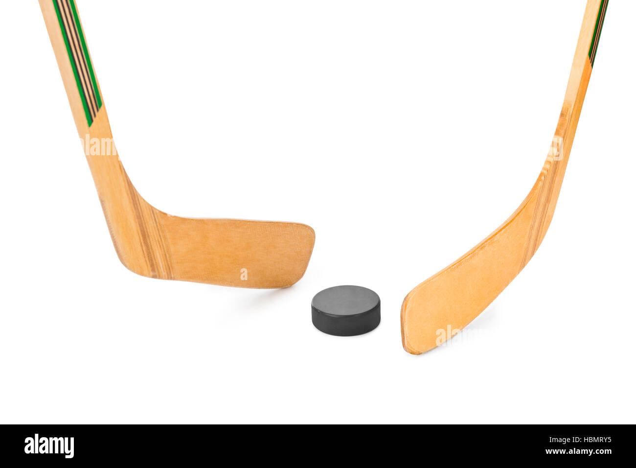 Bâton de hockey sur glace et Puck Banque D'Images