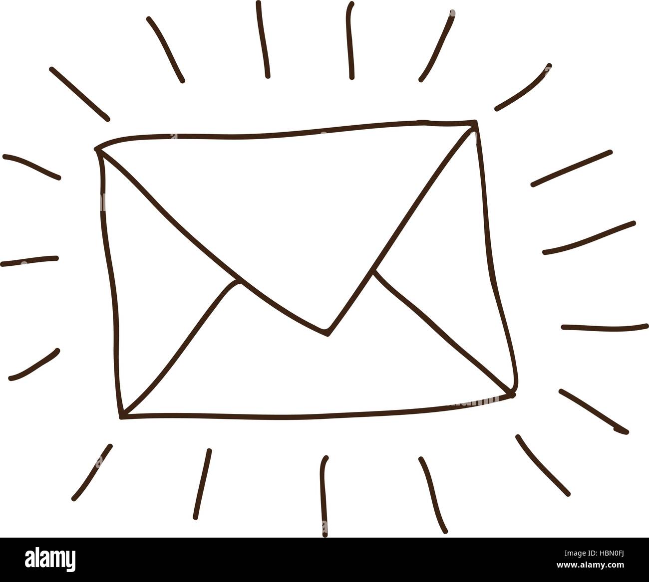 Dessin à la main d'enveloppe contour mail vector illustration Image  Vectorielle Stock - Alamy