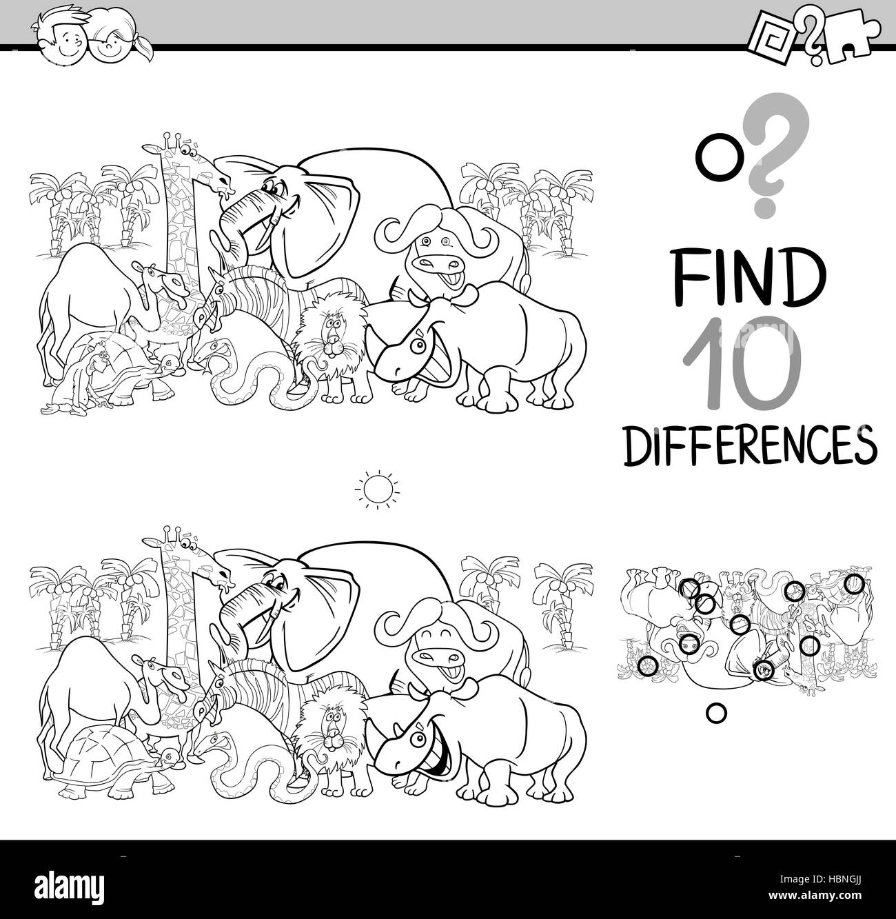 L'activité des différences coloriages Banque D'Images