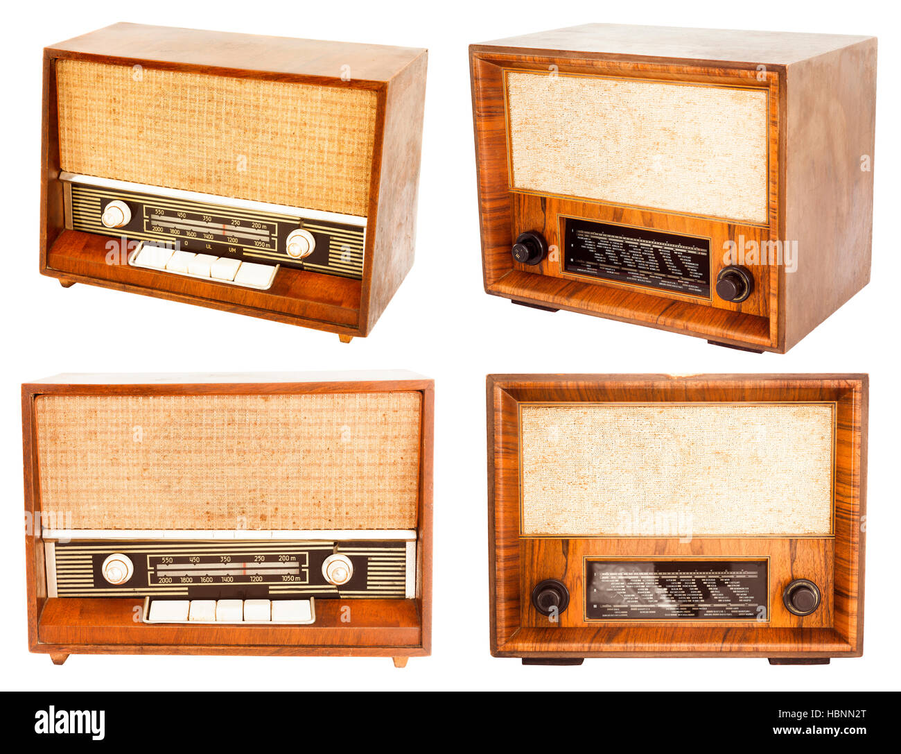 Vintage radio set isolated on white Banque D'Images