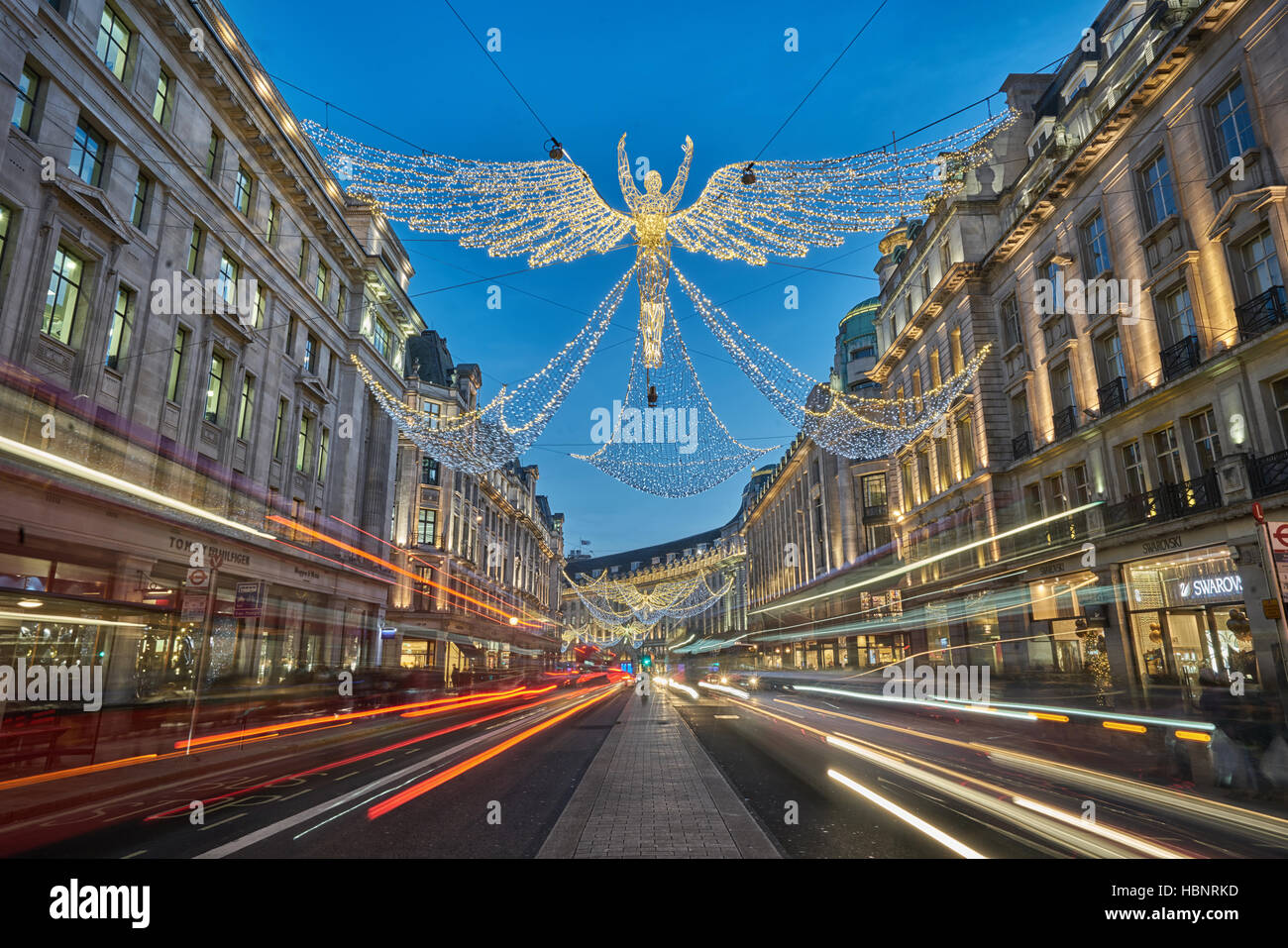 Décorations de Noël de la rue Regent, 2016. Noël à Londres. Illuminations de saison. Banque D'Images