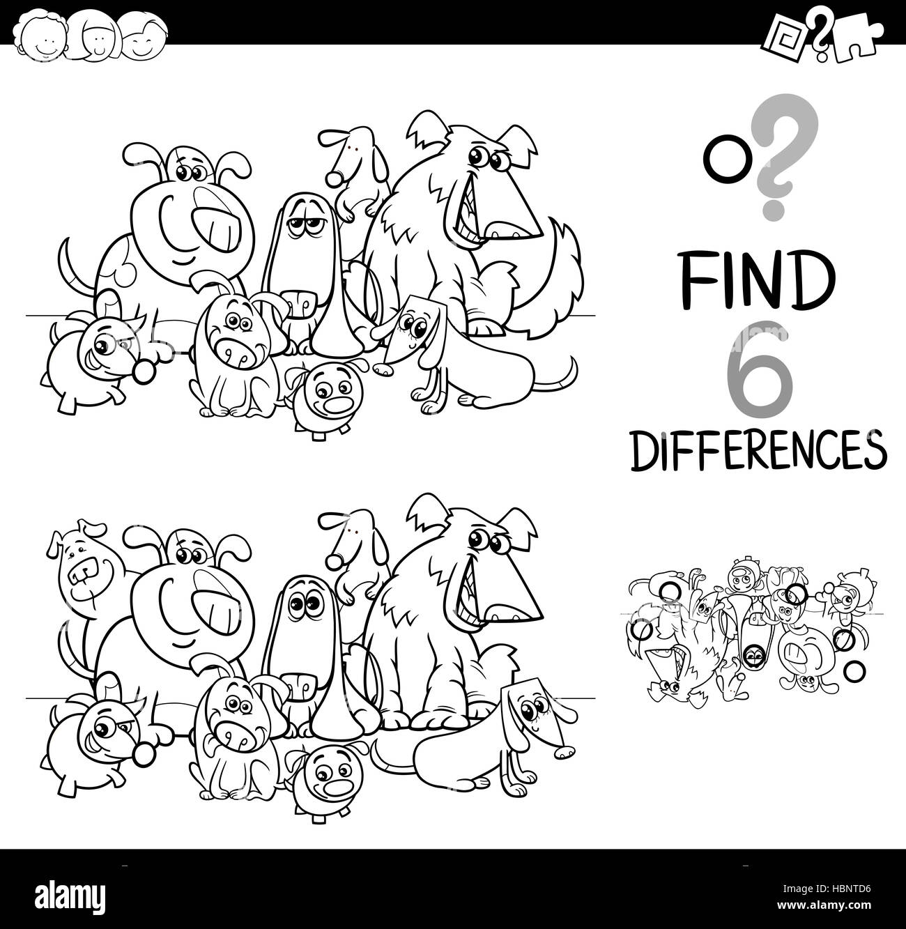 La tâche des différences coloriages Banque D'Images