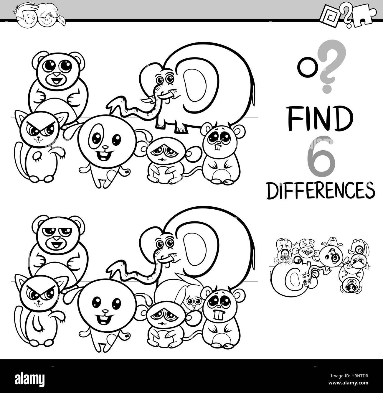 Les différences de jeu de coloriage Banque D'Images