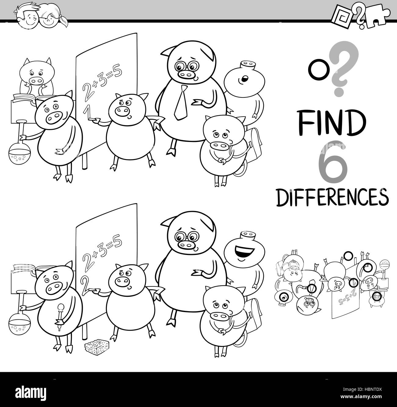 L'activité des différences coloriages Banque D'Images