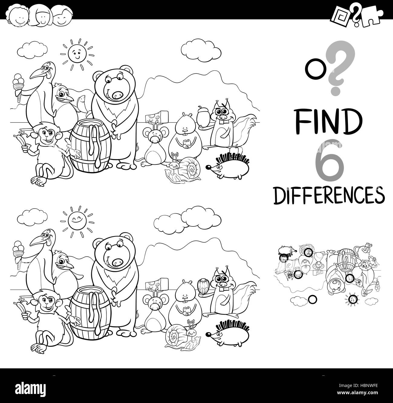 L'activité des différences coloriages Banque D'Images