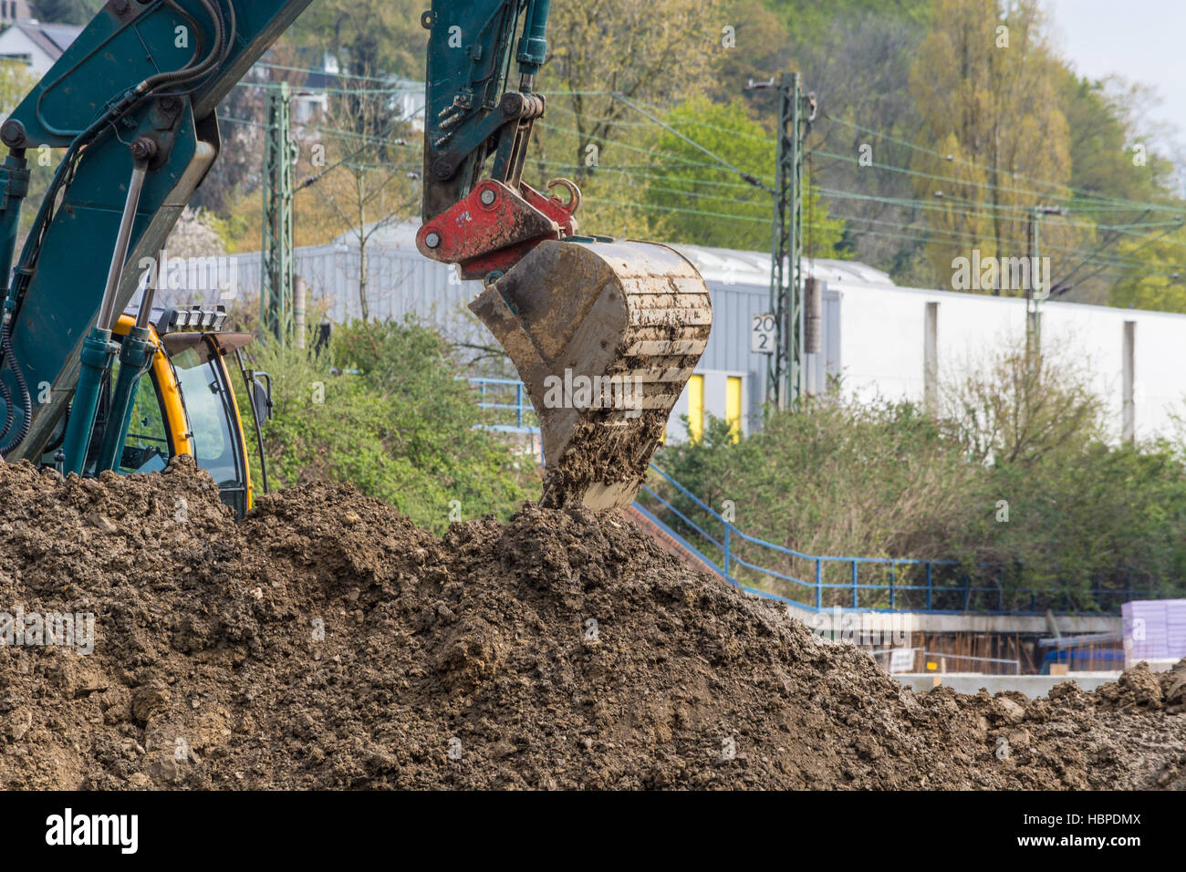 Machines de construction sur un site de construction Banque D'Images