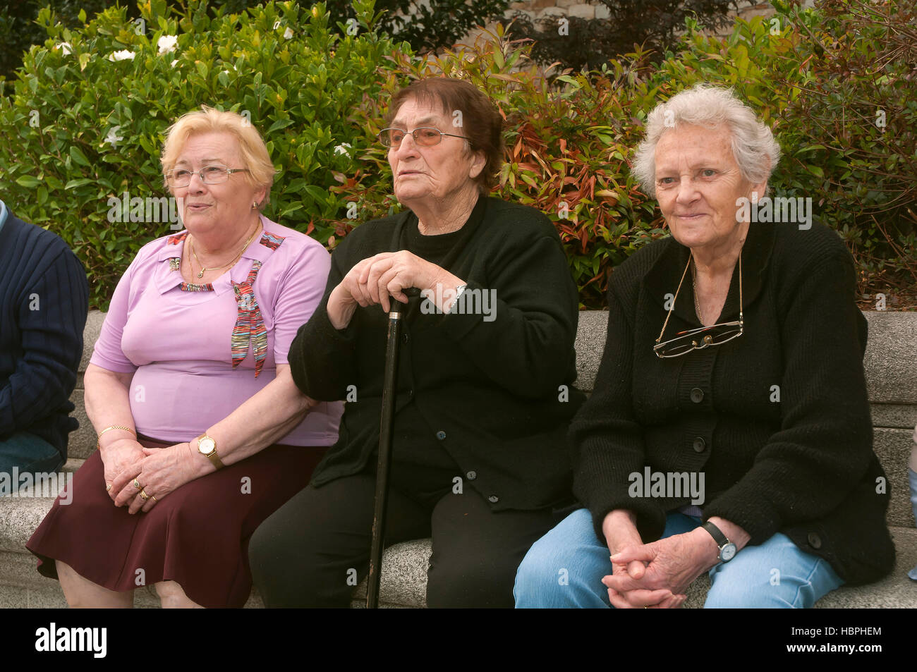 Les vieilles femmes, Vimianzo, province de La Corogne, une région de Galice, Espagne, Europe Banque D'Images