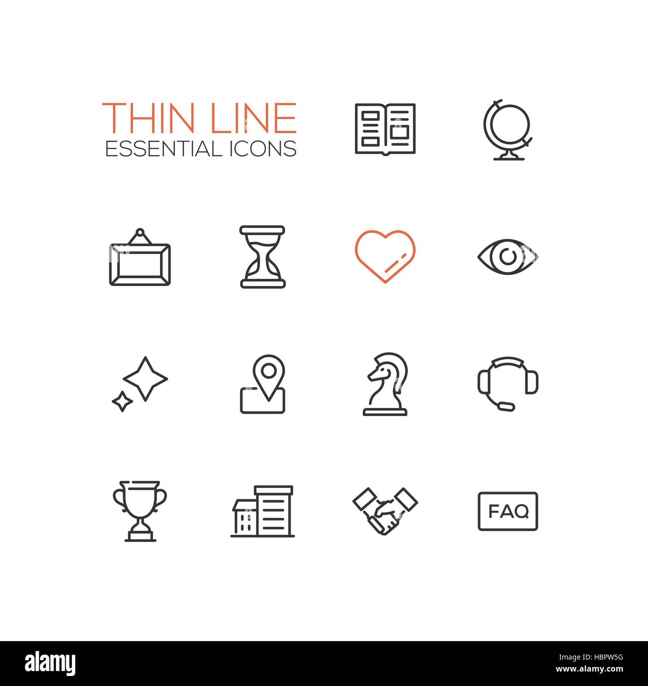 Entreprise - Une seule ligne mince Icons Set Illustration de Vecteur