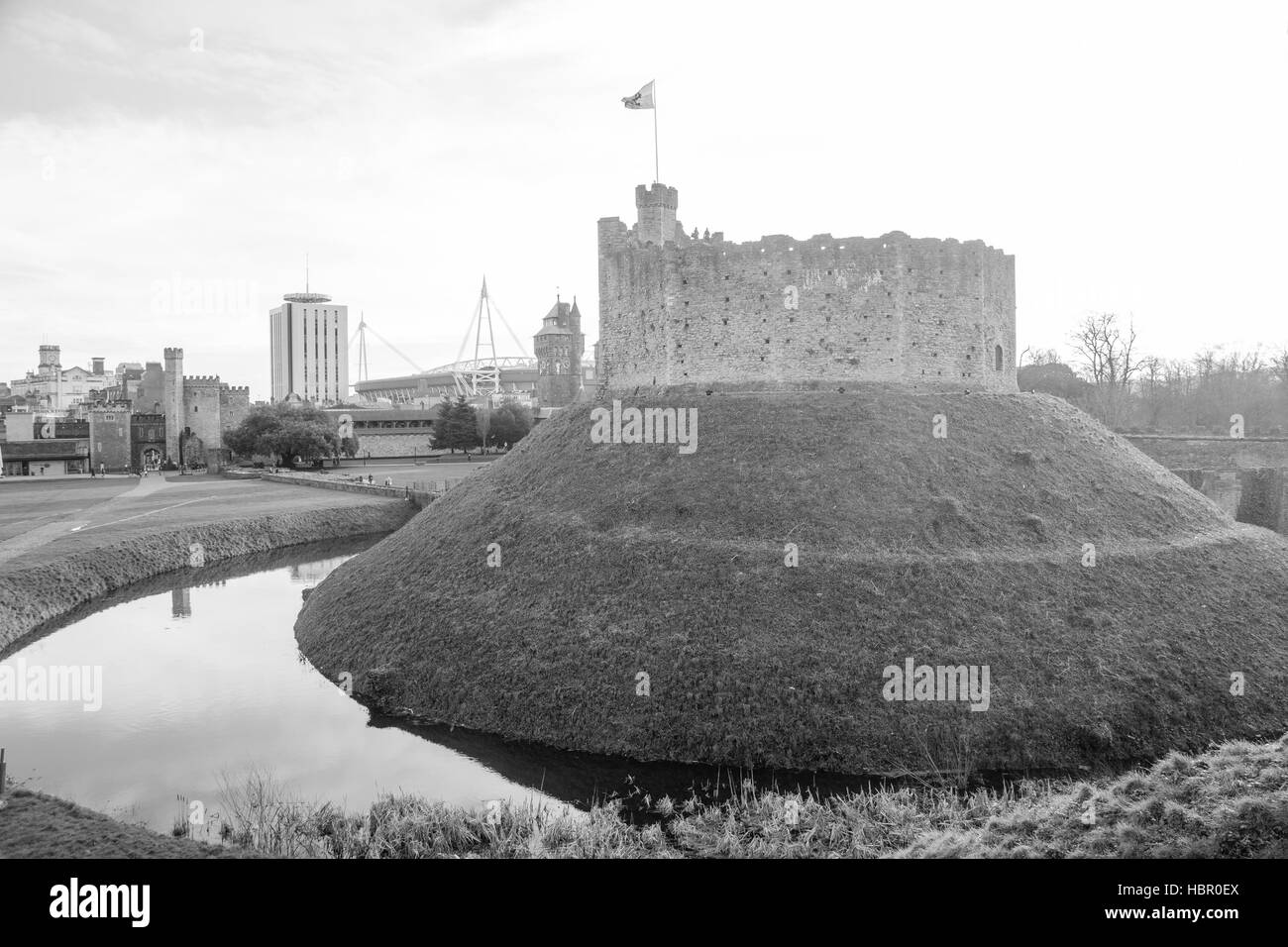 Vue sur le château de Cardiff, Cardiff, Pays de Galles, Royaume-Uni Banque D'Images
