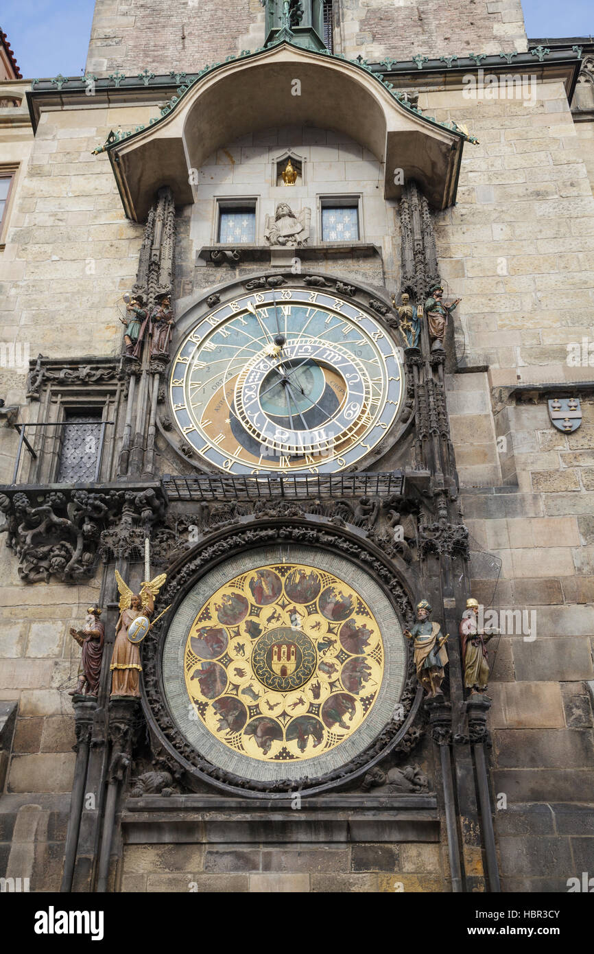 Horloge astronomique sur l'ancienne Mairie, Place de la Vieille Ville, Prague, République Tchèque Banque D'Images