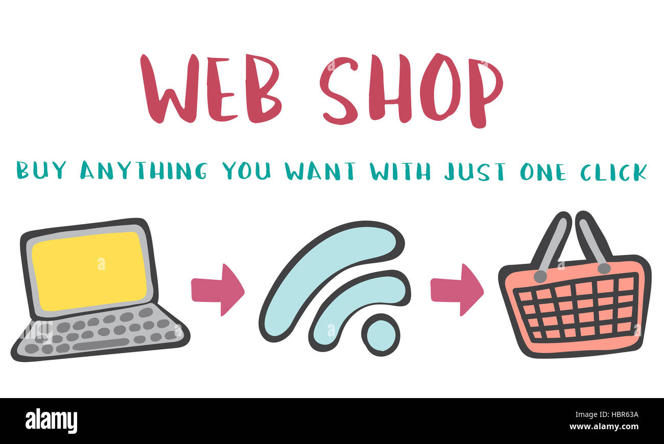 Magasinage en ligne Web Shop E-shopping Concept Banque D'Images