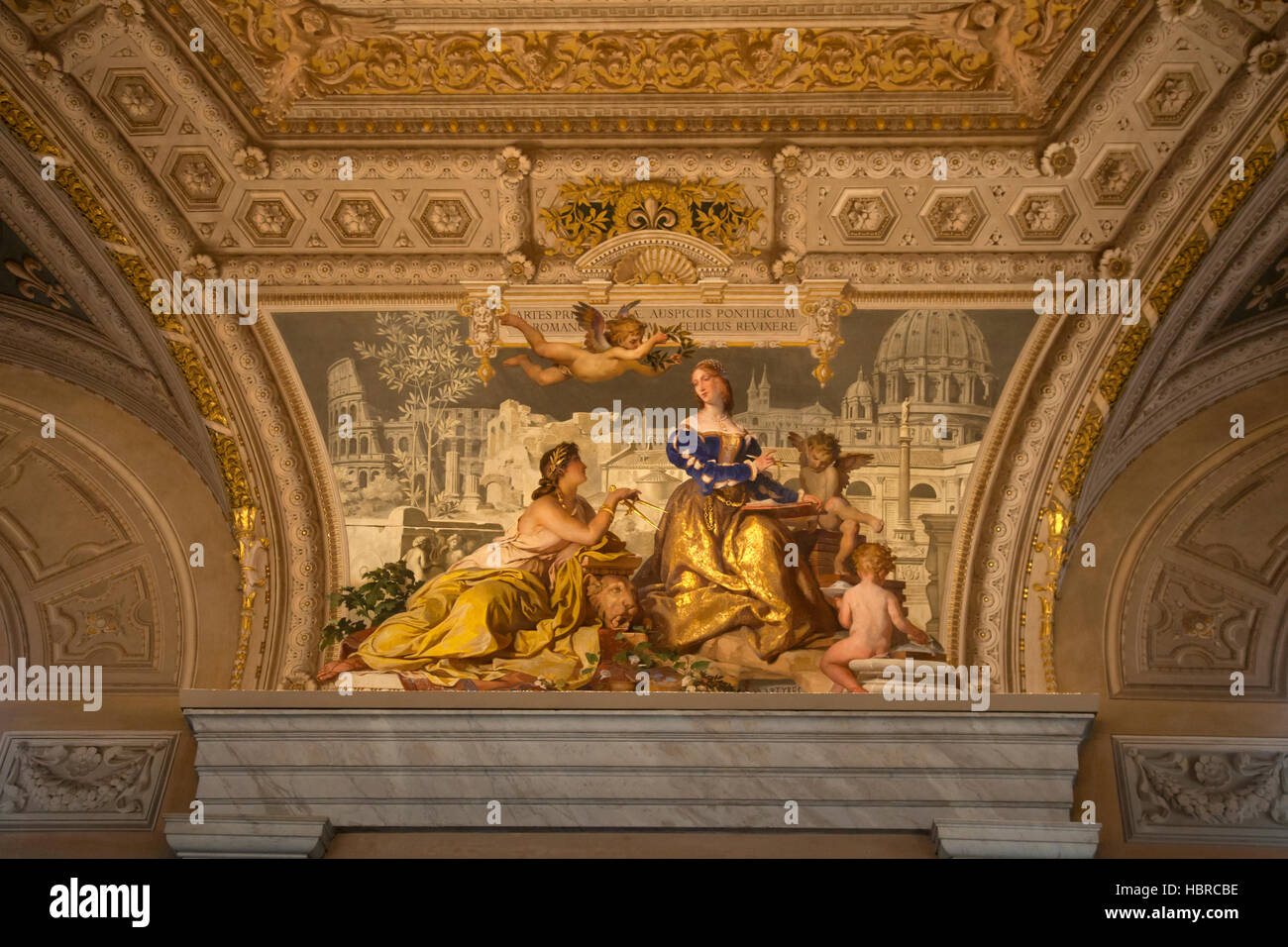 Musées du Vatican, Rome, galerie intérieur détail Banque D'Images