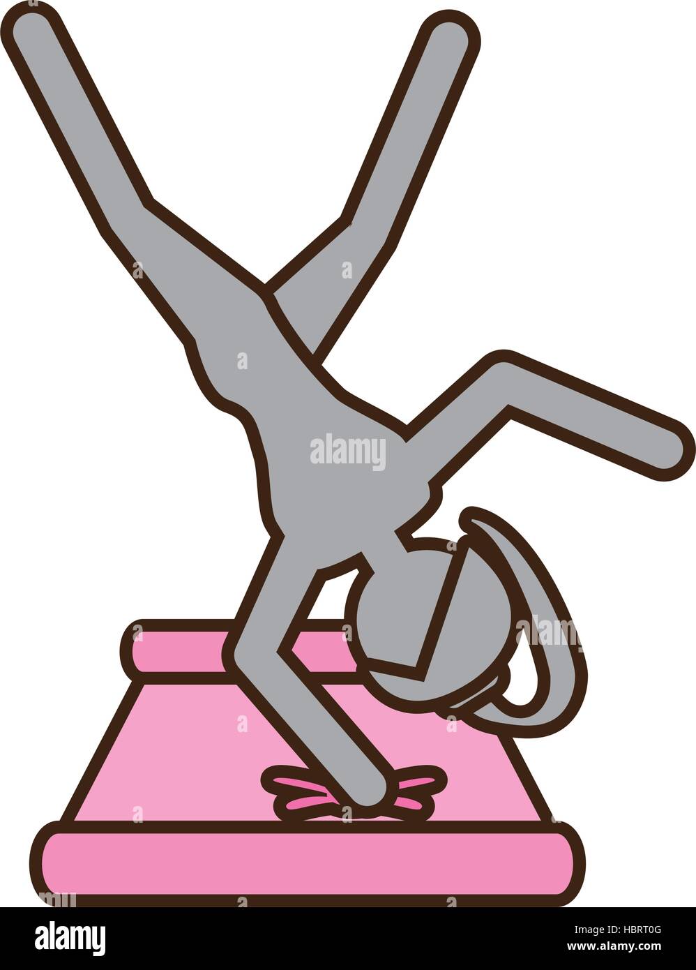 Sport fille pictogramme exercice de gymnastique avec tampon pink Illustration de Vecteur
