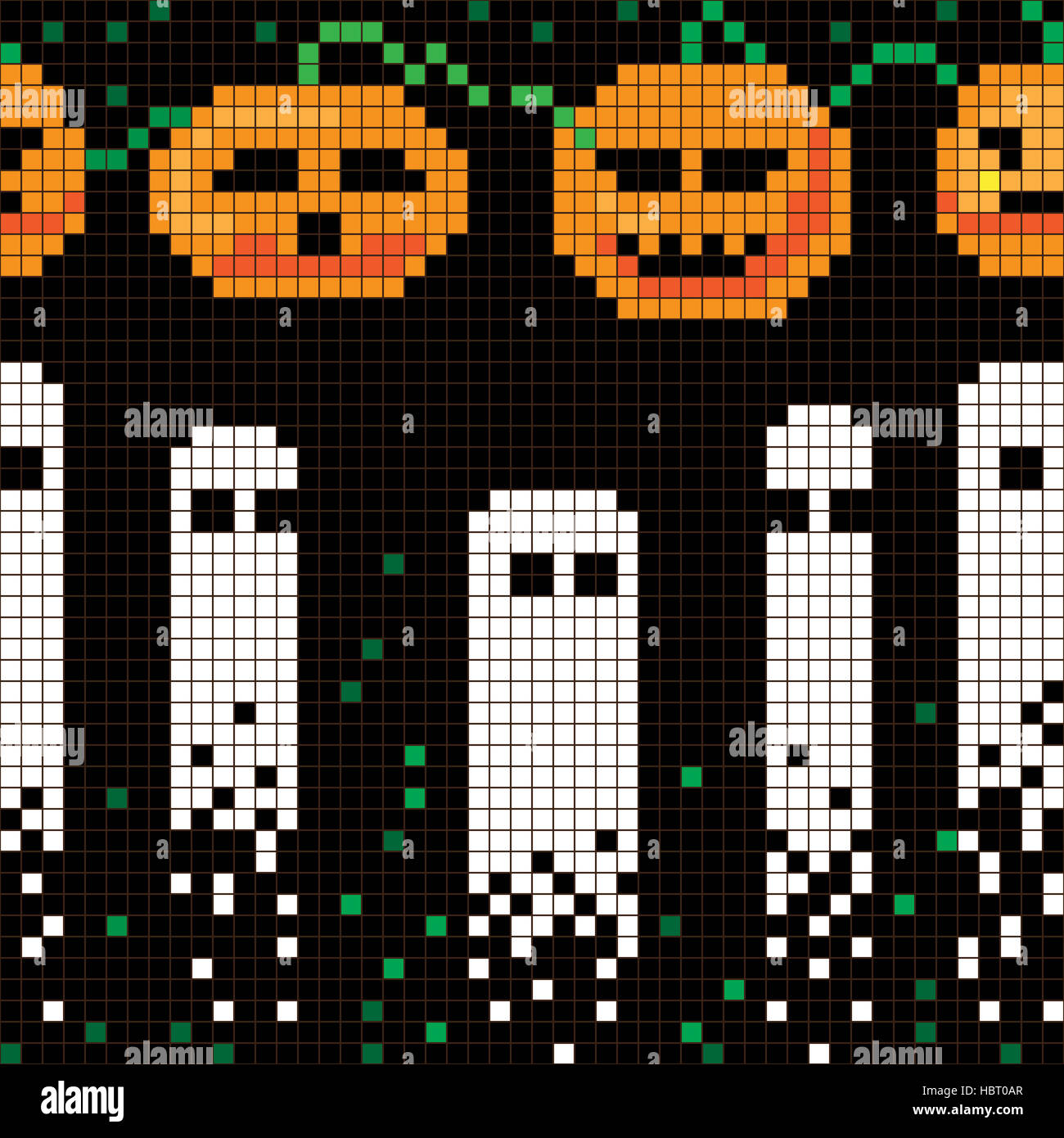 Motif halloween pixel Banque D'Images