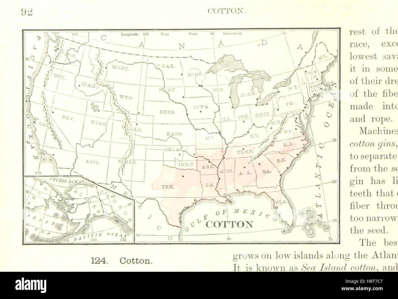 Cette image est tirée de la page 104 de la 'géographie primaire', montrant des cartes, des continents, des pays, des paysages, et géographiques à des fins éducatives avec illustrations. Banque D'Images