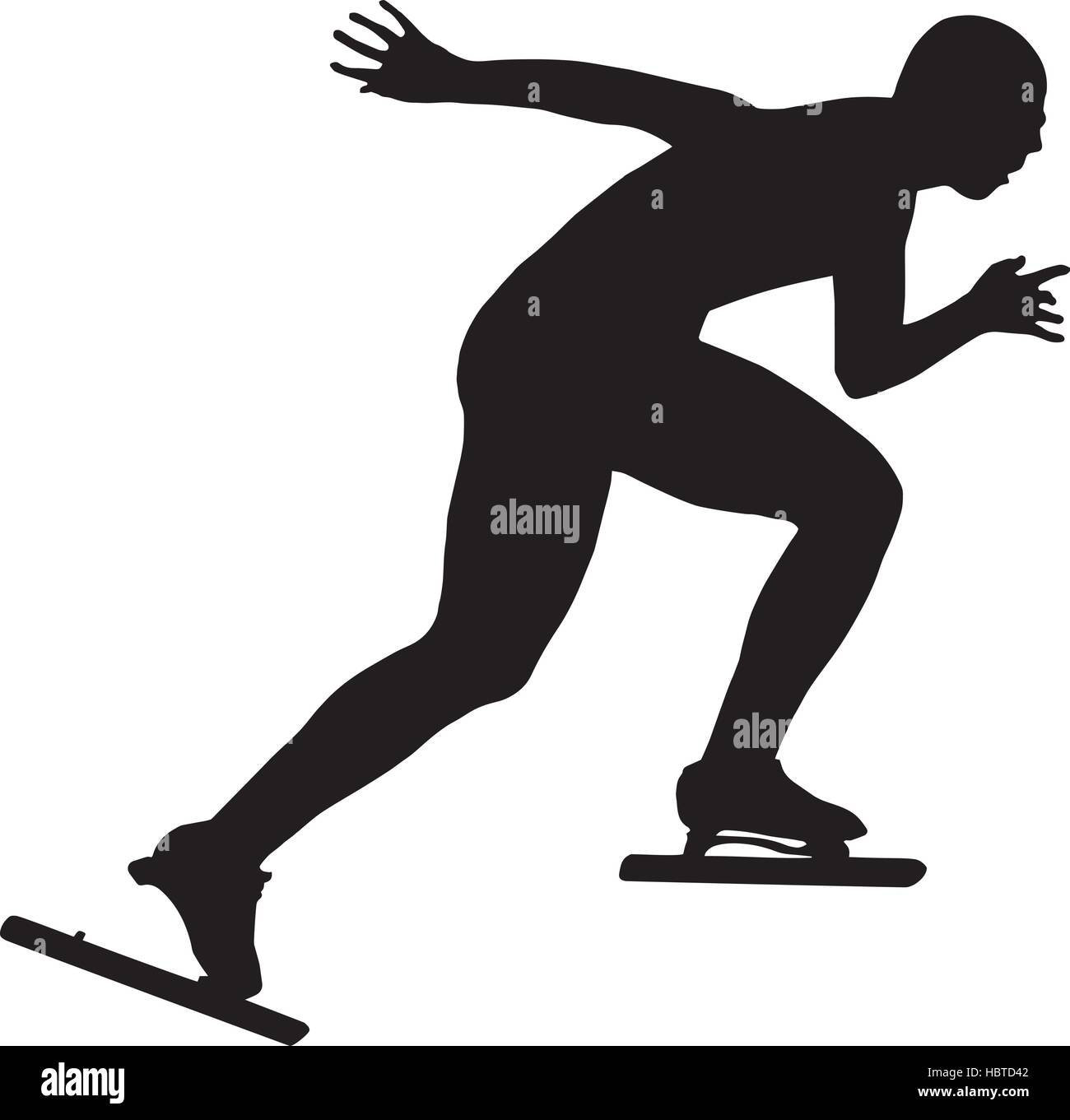 Silhouette noire de femmes athlètes patineurs de vitesse Illustration de Vecteur