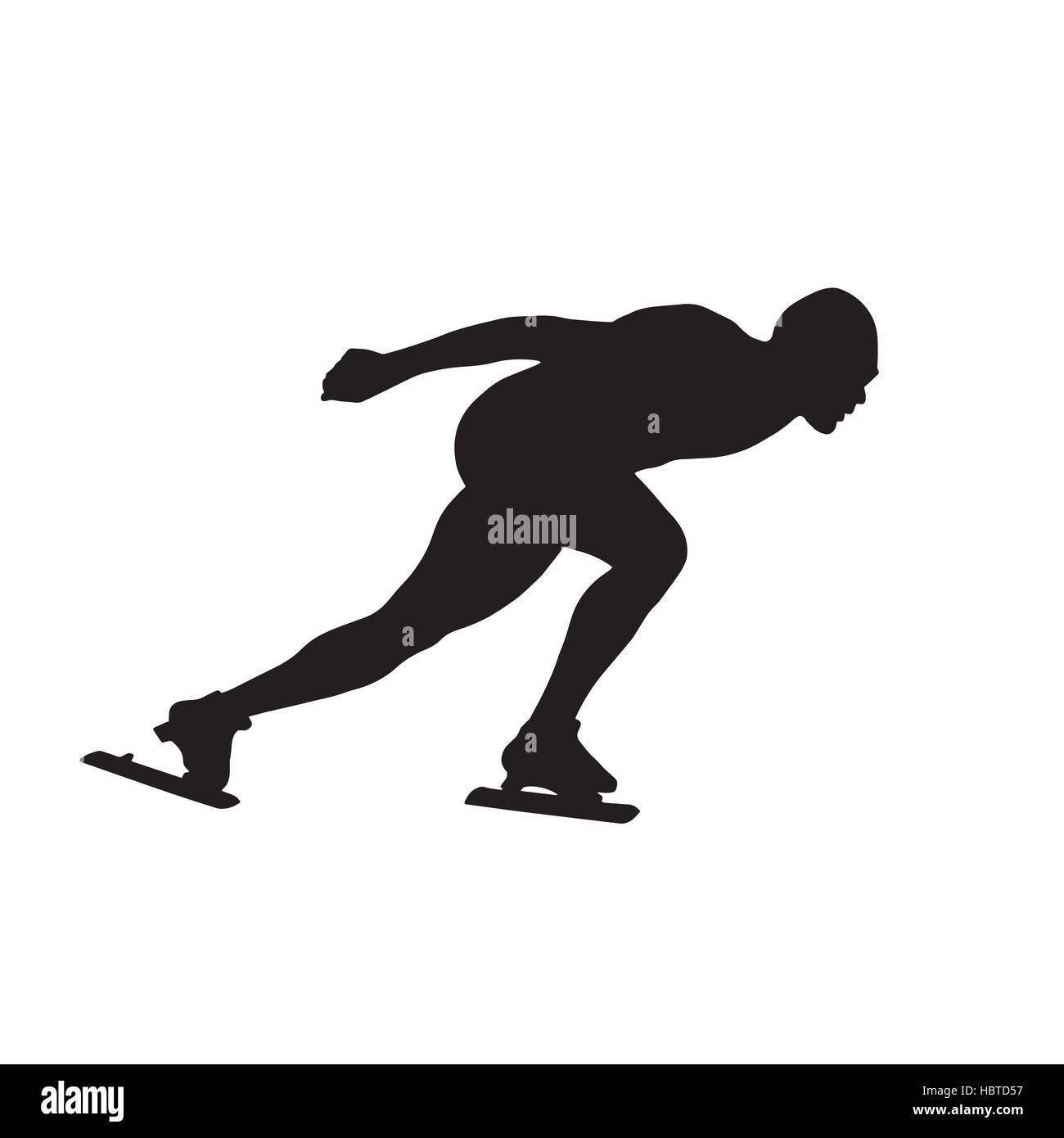 L'homme silhouette noire du patineur de vitesse de l'athlète Illustration de Vecteur