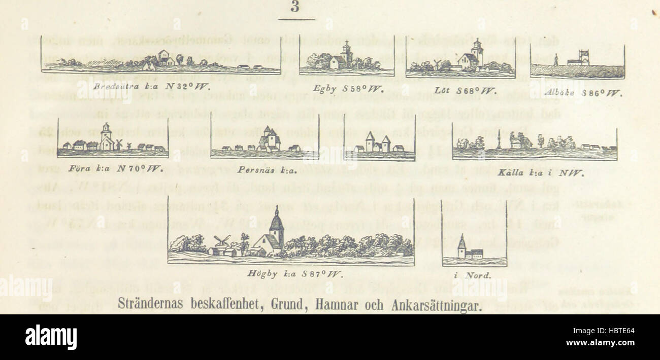Carte de la page 19 montrant les voies navigables nordiques, y compris la mer Baltique, le golfe de Botnie, le golfe de Finlande, Øresund, Belts, Kattegat, et Skagerrak, avec des routes de navigation et des colonies côtières. Banque D'Images