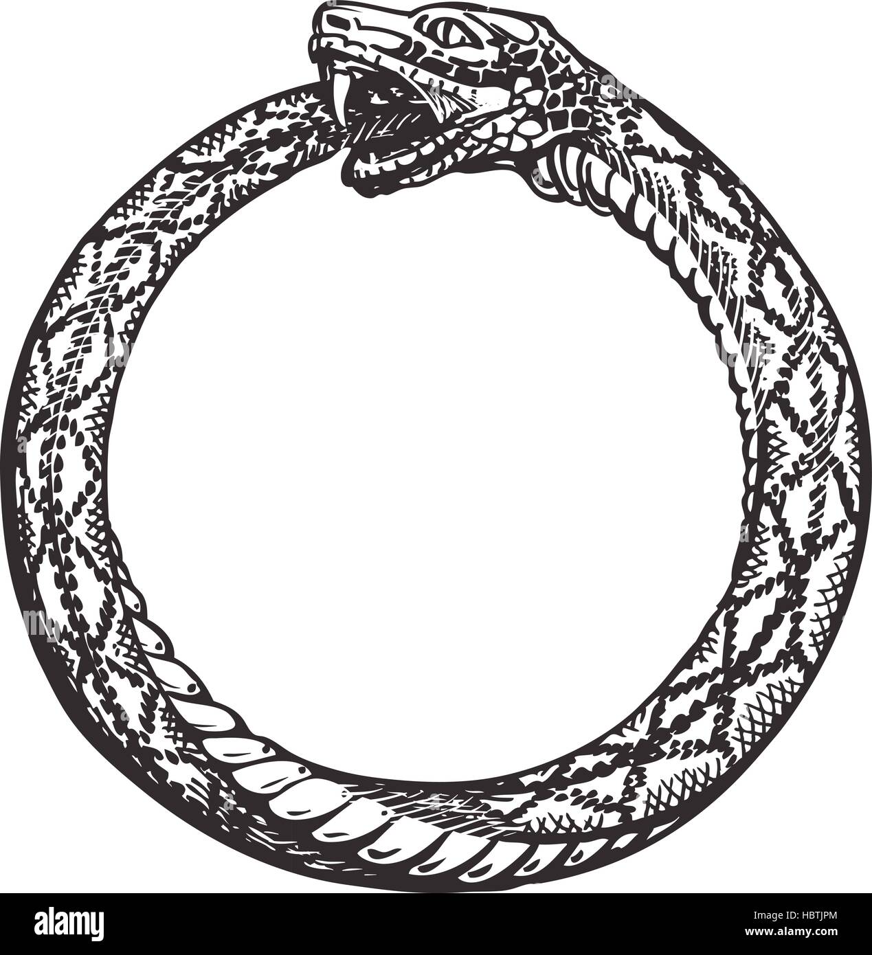 Ouroboros. Serpent de manger sa propre queue. Symbole de l'infini ou l'éternité Illustration de Vecteur