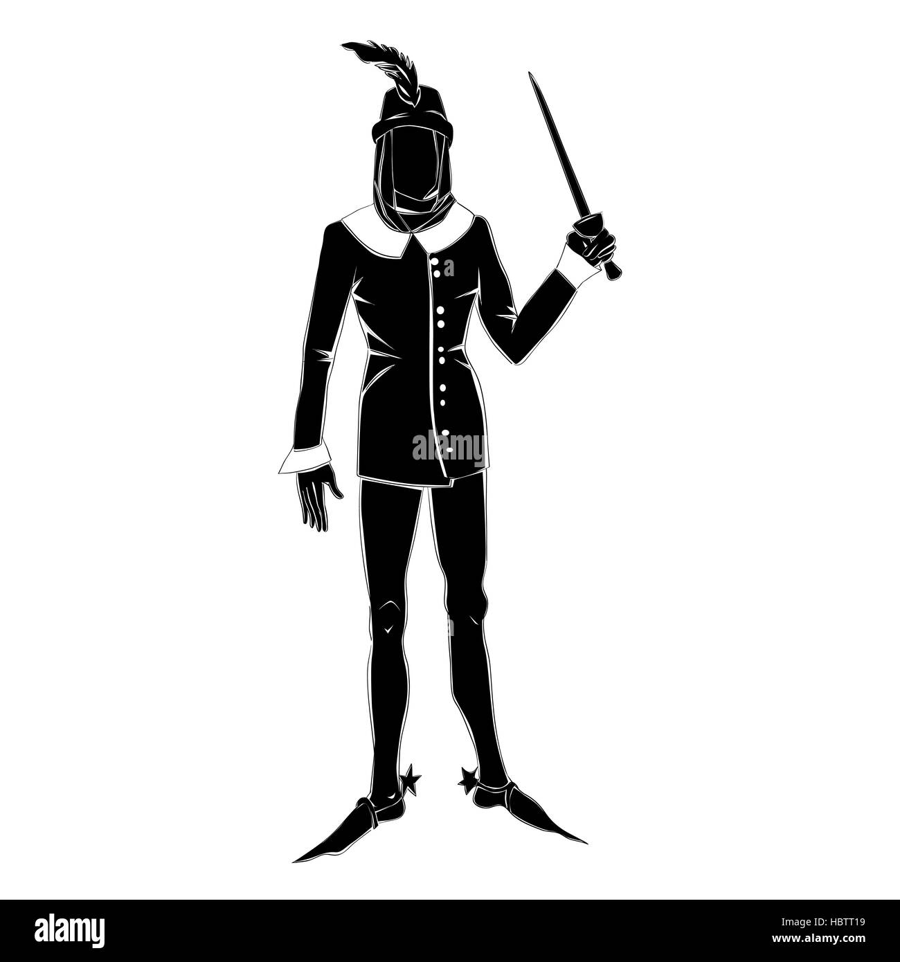 Silhouette homme costume gothique Banque D'Images