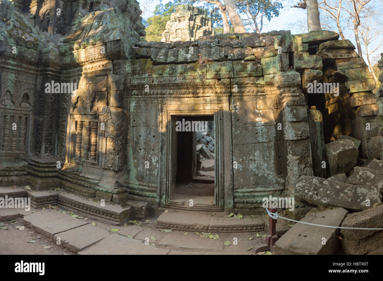 Intérieur du temple de Ta Prohm à Angkor, au Cambodge le site de l'UNESCO Banque D'Images