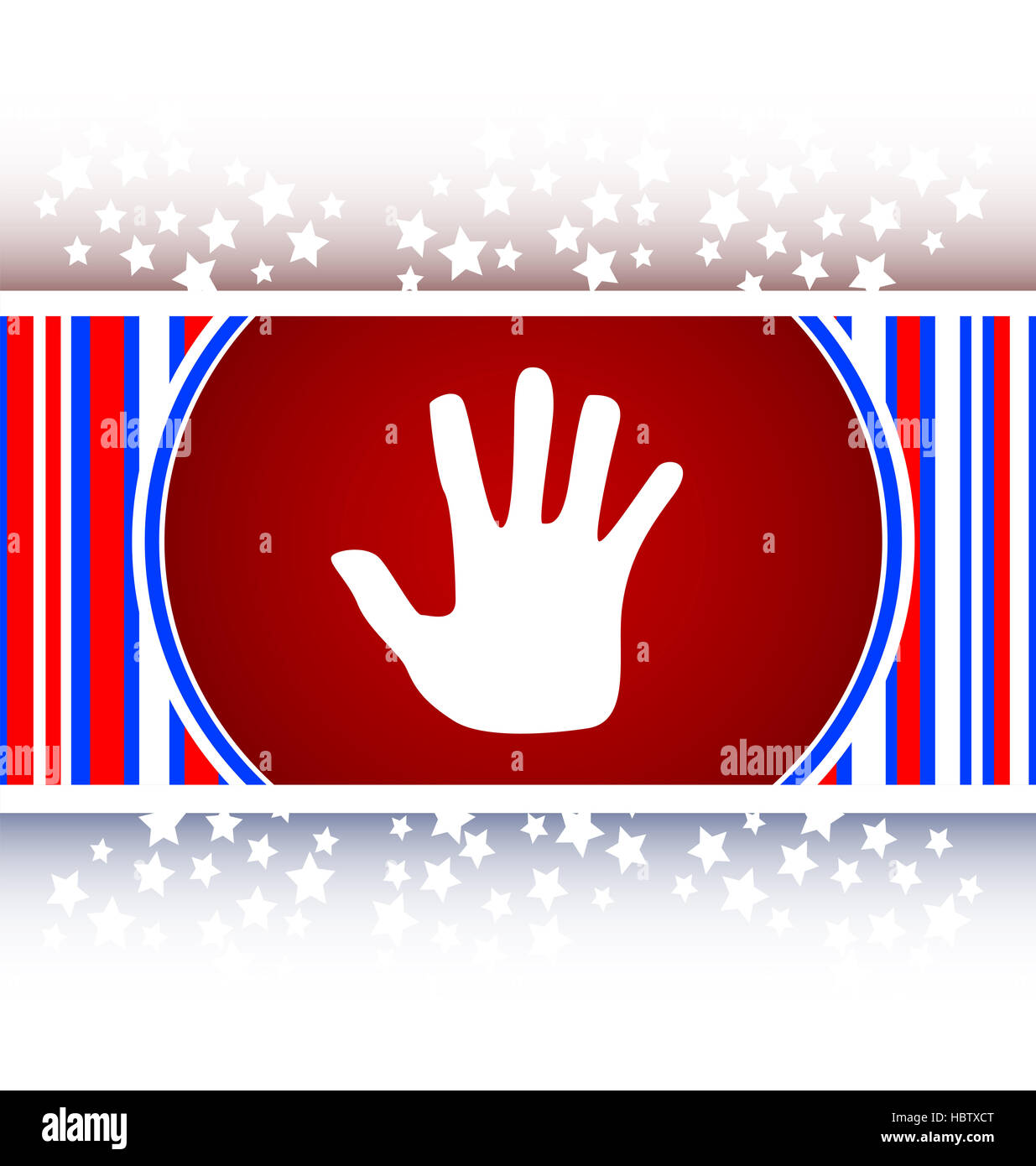 Icône de la main sur le bouton Web Banque D'Images