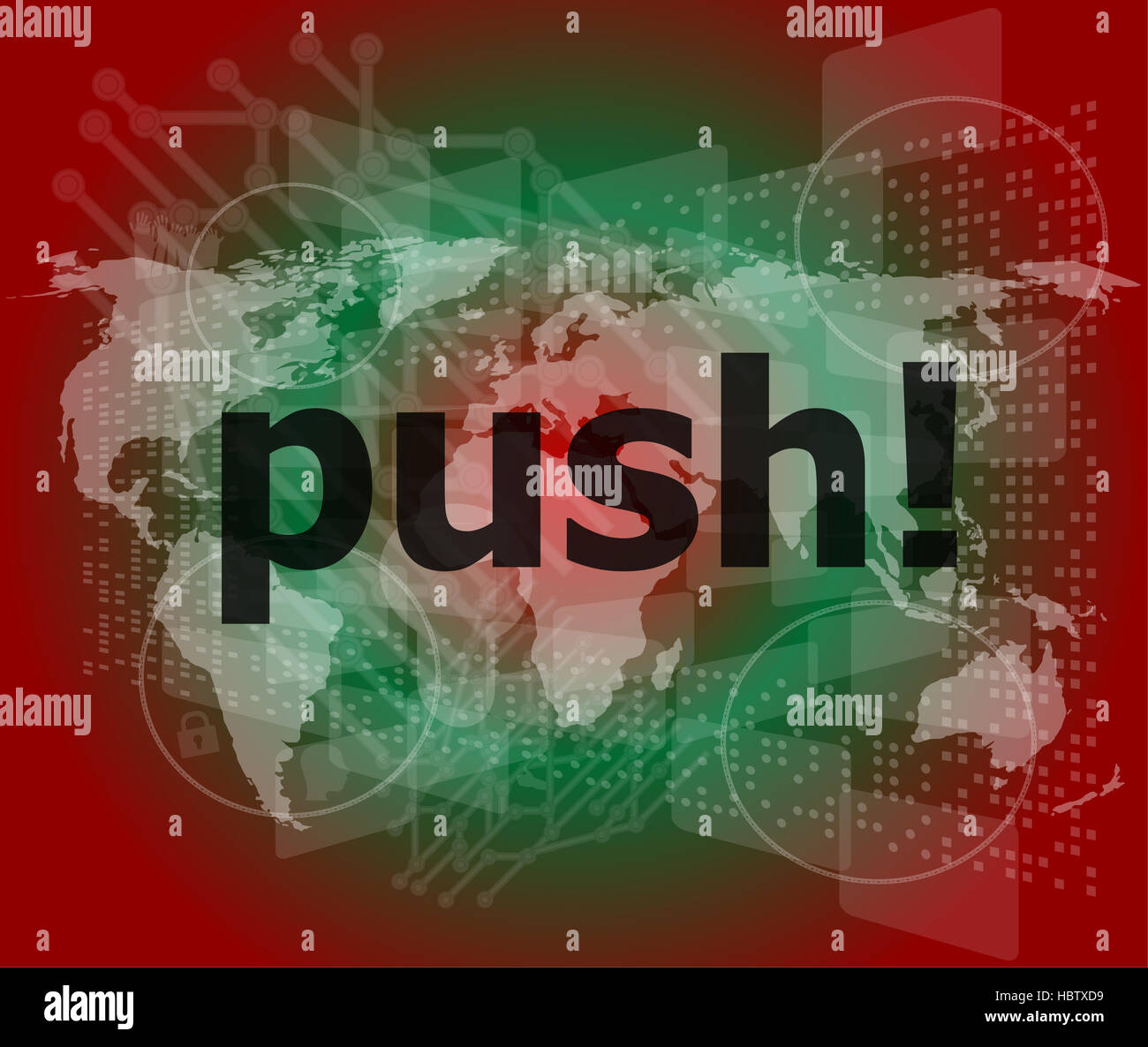 Mot push on digital touch screen interface Banque D'Images