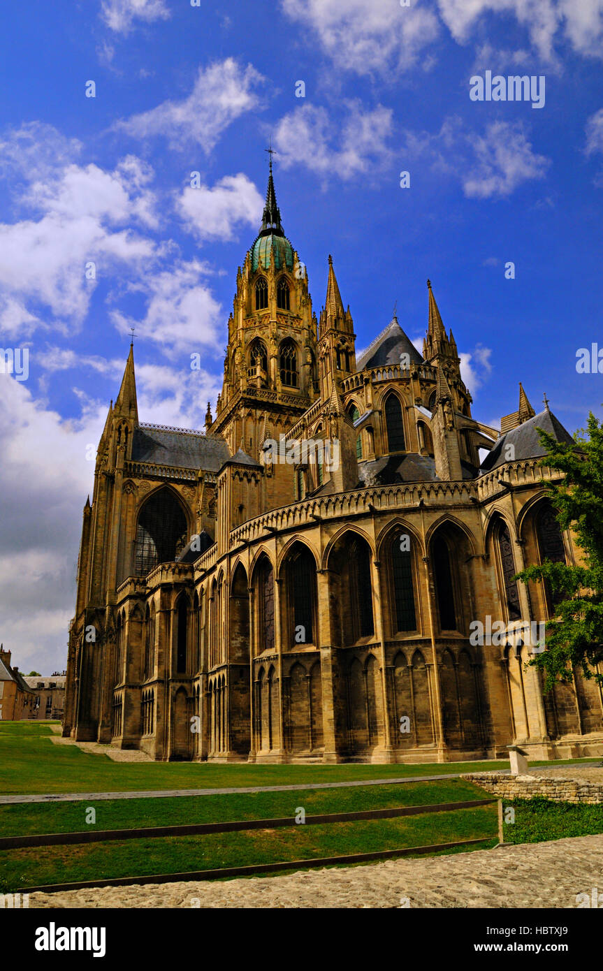 Cathédrale Notre Dame de Bayeux en Normandie, France. Banque D'Images